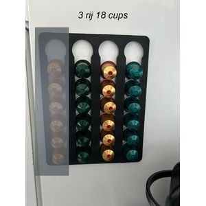 Capsulehouder Geschikt Voor Nespresso Cups - Koffiecups houder - Wandhouder - Mat zwart - 3x6 18 capsules - Cuphouder