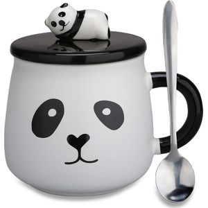 Panda mok geschenken -beste vriend geschenken schattige mokken theekopjes met deksels/lepel voor tienermeisjes/vriendinnen/vrouwen/mama