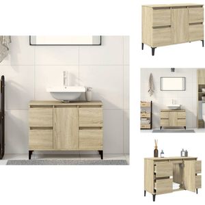 vidaXL Wastafelkast - Wastafelkasten - Badkamer Wastafel Kast - Wastafelkastje - Wastafelkast 80x33x60 cm bewerkt hout sonoma eikenkleurig