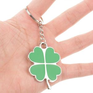 Klavertje Vier Sleutelhanger - Four Leaf Clover Sleutelhanger - Groen Blad Sleutelhanger - Gelukshanger - Bloem Sleutelhanger - Lucky Four Keychain - LOUZIR