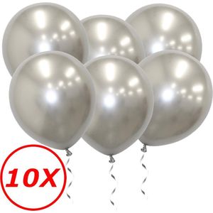 Luxe Chrome Ballonnen Zilver 10 Stuks - Helium Ballonnenset Metallic Silver Feestje Verjaardag Party