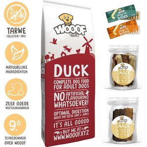 WOOOF eend hondenvoerpakket - geperst hondenvoer met snacks en supplementen
