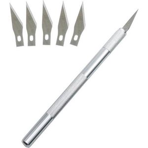 Scoby - Precisie Scalpel - Hobbymesje - Papier Snijden - Craft Knife - Inclusief 5 Mesjes - RVS - Klein