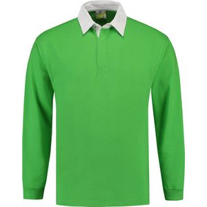L&S Rugby Shirt voor heren in de kleur Lime maat S