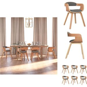 vidaXL Eetstoelen Set - Stof - Lichtgrijs - 49x51x70 cm - 6 stuks - Eetkamerstoel