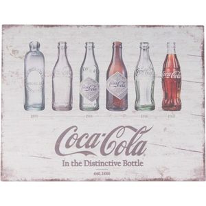 Coca-Cola Flessen Evolutie Houten Bord