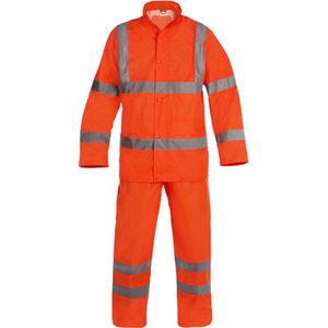 Fluor oranje 2-delig Oxford/Nylon regenpak met reflectie XL