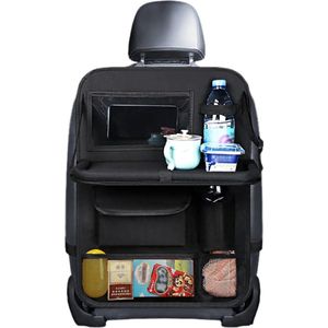 Autostoelorganizer, rugleuningbescherming, organisator achterbank met opvouwbare auto-eettafel, transparante tablethouder, voor kinderen, reizen, dagelijks gebruik