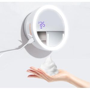 Automatische zeepdispenser met spiegel - 3 instelbare standen - waterdicht - contactloze dispenser voor badkamer keuken restaurant hotel make-up (wit) automatic soap dispenser