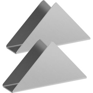 Roestvrij stalen servethouder - 2 stuks verticaal driehoekig design - voor werkbladen, eettafels, picknicktafels - keuken bar - zilver .