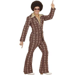 Widmann - Hippie Kostuum - Groovy George 70s Heren Kostuum, Old School Man - Bruin - XL - Carnavalskleding - Verkleedkleding
