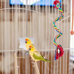 Papegaai Swing Speelgoed, 8PCS Vogel Kauwen Speelgoed, Vogels Kooi Speelgoed Geschikt voor Kleine Parkieten, Valkparkieten, Conures, Macaws, Papegaaien, Love Birds, Mynah, Finches ect