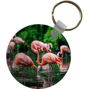 Sleutelhanger - Flamingo - Tropisch - Vogel - Water - Roze - Plastic - Rond - Uitdeelcadeautjes