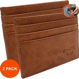 Safekeepers - Pasjeshouder -pasjeshouder mannen - Leer - 2 Stuks - Tan bruin