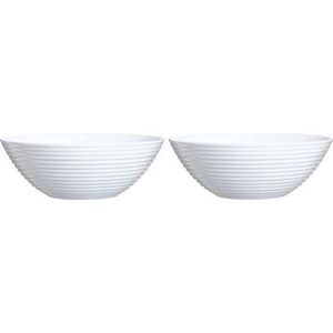 2x Salade schalen/slakommen van wit glas 27 cm - Schalen en kommen - Keuken accessoires