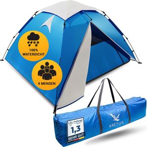 Aretus - Pop-tent voor 2 - 4 personen - Kampeertent opzetten en afbreken in 45 seconden - groot & Waterdicht - strandtent 3 persoons
