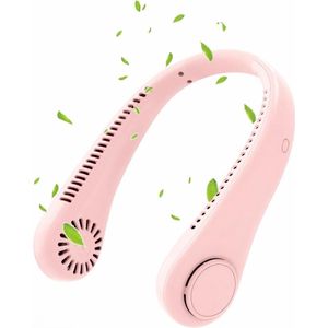Draagbare Handsfree Nekventilator | Bladloze Ventilator | Oplaadbare Batterij - Persoonlijk & Portabel | Bladloos Ontwerp Halsventilator Koeling | USB-Oplaadbaar, 3 Snelheden - Voor Dames, Heren En Kinderen (Roze)