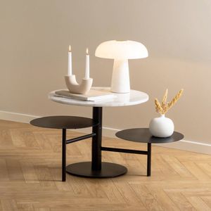 Sohome Salontafel / Bijzettafel Shardee - Marmer en staal - Met 3 bladen - Wit