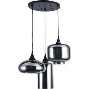 SensaHome MD89136-3 Hanglamp - 3-Lichts Eetkamer Verlichting - Smokey Glazen Eettafel Lamp - E27 Fitting - Exclusief Lichtbron