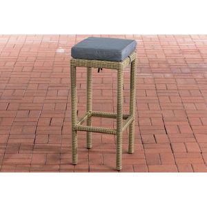 Barkruk Brivu - Rotan - Iron grey/ Woodcolor - Barstoelen buiten of keuken - Zonder rugleuning - Set van 1 - Rieten - Ergonomisch - 74cm hoog