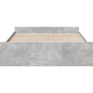 vidaXL - Bedframe - met - lades - bewerkt - hout - betongrijs - 140x200 - cm