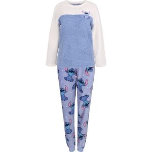 DISNEY Stitch - Warme fleece damespyjama, lange broek, blauw / XXS