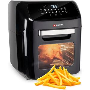 alpina Hetelucht Oven en Hetelucht Friteuse - Airfryer - Digitale Tijd- en Temperatuurregeling - 1800 Watt - 12 Liter - Zwart