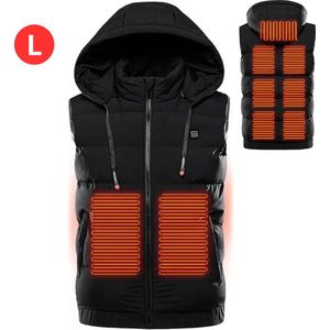 Nivard Verwarmde Bodywarmer - Heated Vest - Elektrische Bodywarmer - Met Capuchon - Water Afstotend - Oplaadbaar - Heren - Maat XL - Zwart