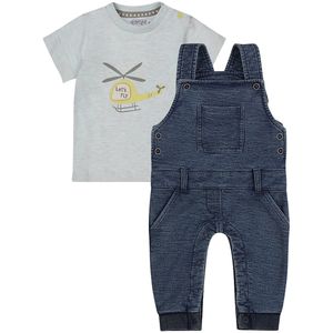 Dirkje kledingset - Jogging Tuinbroek - Shirt Light Blue met helikopter - Maat 80