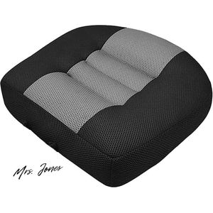 Mrs. Jones Autostoelkussen verhoging gezichtsveld 47 inch stoelverhoging volwassenen auto 3D ademende mesh antislip zitkussens handvat (zwart/wit) .