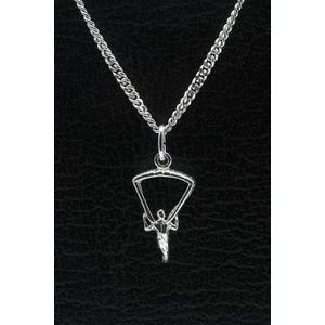 Zilveren Parachutist ketting hanger - klein