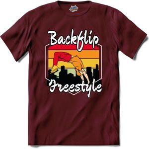 Backflip Freestyle | Free Running - Free Runner - T-Shirt - Unisex - Burgundy - Maat L