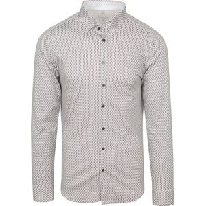 Desoto - Overhemd Strijkvrij Full Print Wit - Heren - Maat XXL - Slim-fit