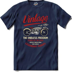 The Endless Freedom | Motor - Hobby - Vintage - T-Shirt - Unisex - Navy Blue - Maat XXL