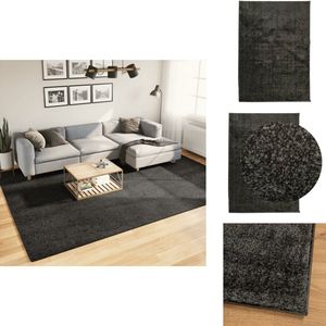 vidaXL Vloerkleed - Vloerkleden - Tapijt - Vloerbedekking - Vloerkleed ISTAN hoogpolig glanzend 240x340 cm antracietkleurig