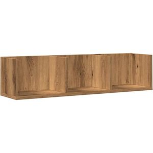 vidaXL CD-wandschap - 75x18x18 cm - Artisanaal Eiken Cd Kast - Wandenkast - Muziekblad - Opslagruimte - Houten Kast