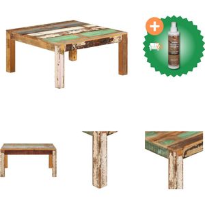 vidaXL Salontafel 80x80x40 cm massief gerecycled hout - Tafel - Inclusief Houtreiniger en verfrisser