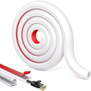Cable Duct White Self Adhesive 3m Flexible for Hiding 1 Cable Wall Mounting for Offices Hotels etc.