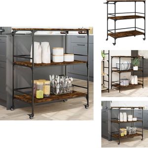 vidaXL Keukentrolley - Keukentrolleys - Trolley Keuken - Trolly Keuken - Keukentrolley 100,5x50x105 cm bewerkt hout gerookt eikenkleurig