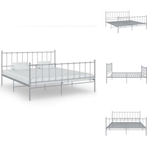 vidaXL Bedframe - Tweepersoons - Metaal - Grijs - 206 x 185 x 99 cm (L x B x H) - Montage vereist - Bed
