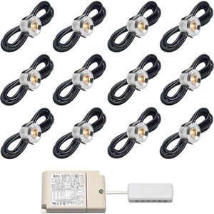 LED terrasoverkapping inbouwspot Marbella inclusief trafo - i.c.m. Somfy IO / veranda / carport / serre / LED buitenverlichting / 3W / dimbaar / warm wit - set van 12 stuks