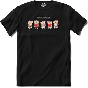 Valentijn Beertjes | Valentijn - Valentijnsdag - Cadeau - Kado - T-Shirt - Unisex - Zwart - Maat M