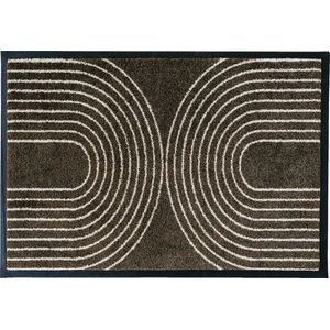 Mat Moments - Dusty organisch patroon - deurmat design taupe wit - wasbaar - droogloop/touch - 60x85cm