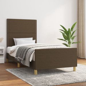 vidaXL Boxspring - Bedframe - Bedframe zonder matras 90x200 cm stof donkerbruin - Tweepersoonsbed - Donkere Meubels - Houten Bed
