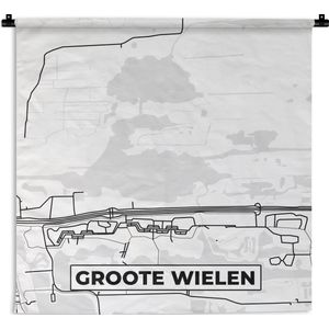 Wandkleed - Wanddoek - Plattegrond - Stadskaart - Groote Wielen - Brabant - Kaart - 90x90 cm - Wandtapijt