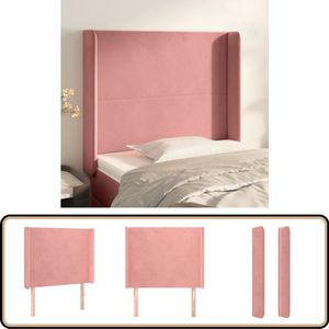 vidaXL Hoofdbord - Fluweel Roze - 93x16x118/128 cm Hoofd Bord - Hoofdbord - Beddecoratie - Fluweel Headboard - Roze Hoofdbord
