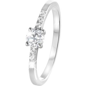 Lucardi Meisjes Kinder ring met plating - Rond - Zirkonia - Cadeau - Echt Zilver - Zilverkleurig