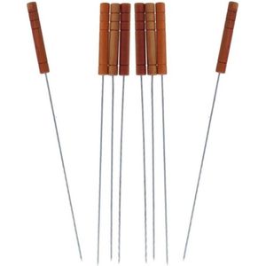 16x Barbecuespiezen/vleespennen houten handvat 32 cm - Barbecue/bbq spiezen/pennen