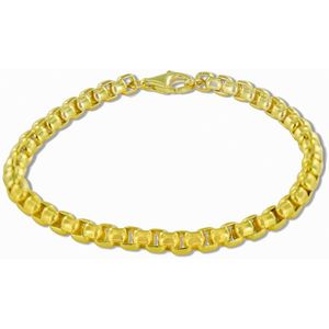 Silventi 9SIL-22039 Zilveren Armband - Dames - Venetiaans - 5 mm Dik - 20 cm Lengte - Zilver - Gold Plated (Verguld/Goud op Zilver)