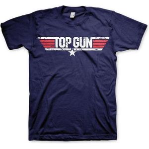 TOP GUN - T-Shirt Distressed Logo - Navy (S)